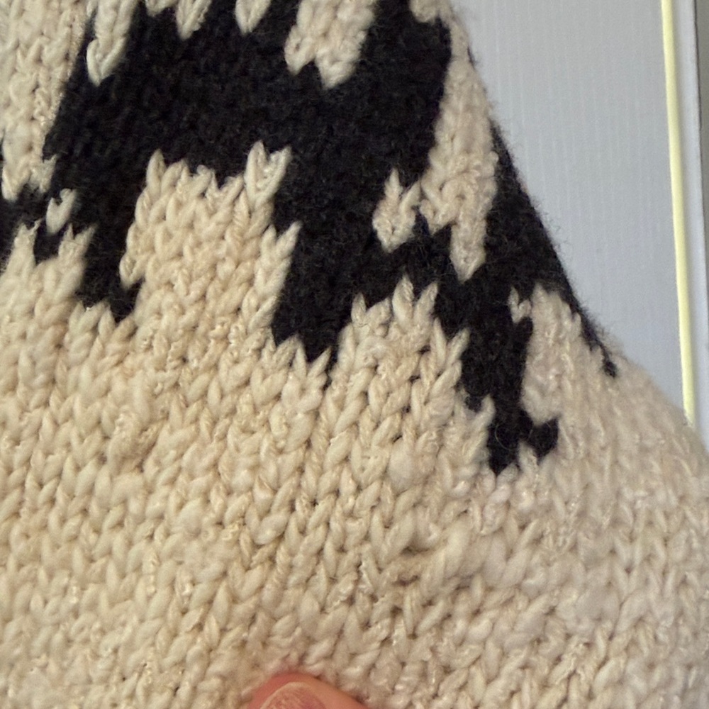 COS Fair Isle Chunky Crewneck Wool Sweater Cream Dark Grey Size XS - Picture 8 of 14